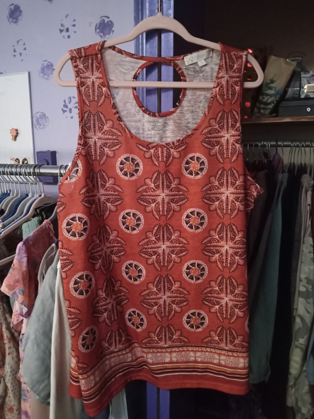 Suzanne Betro Tan Printed Sleeveless Tank